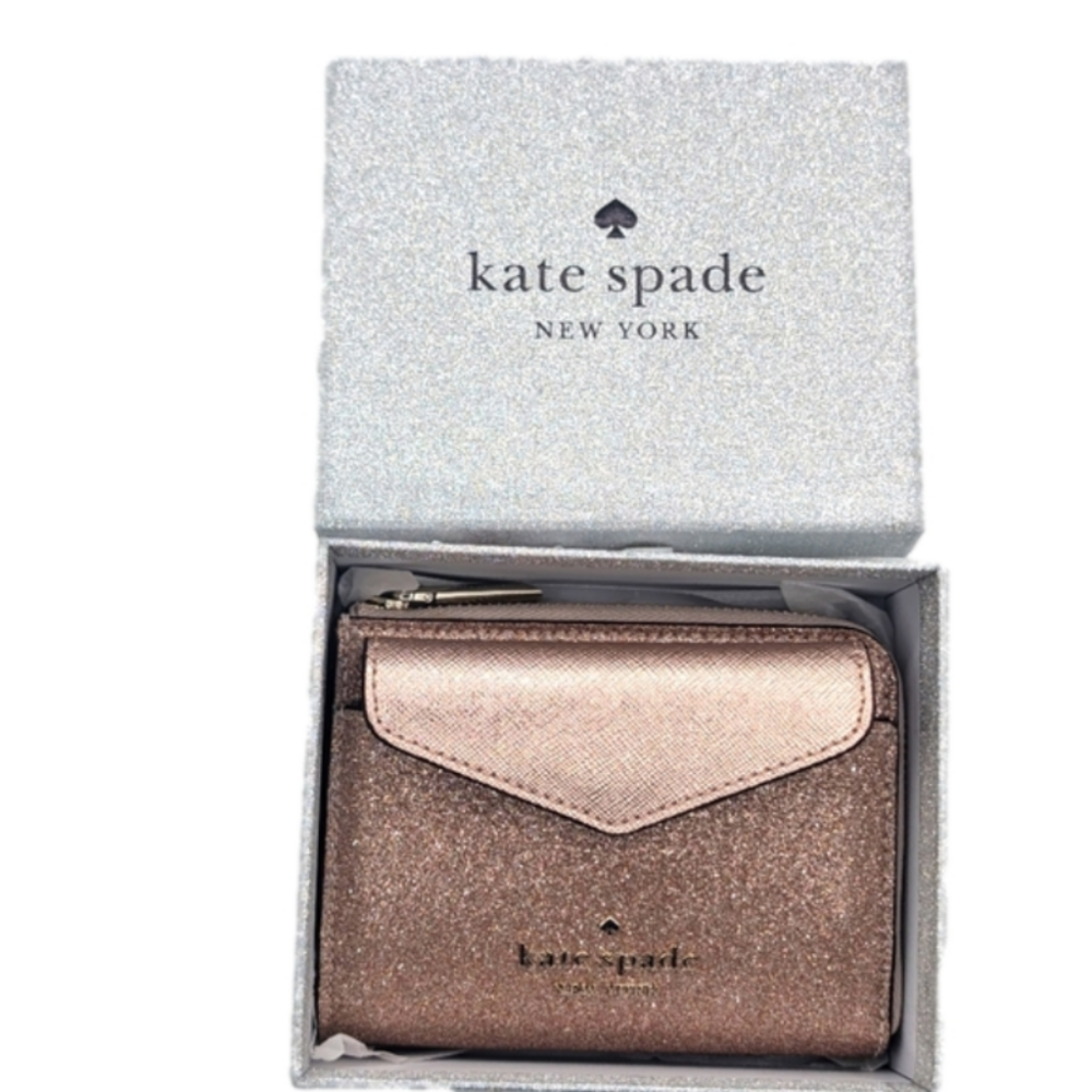 Kate Spade New York Tinsel Box Small Card Set Rose Gold NWT
